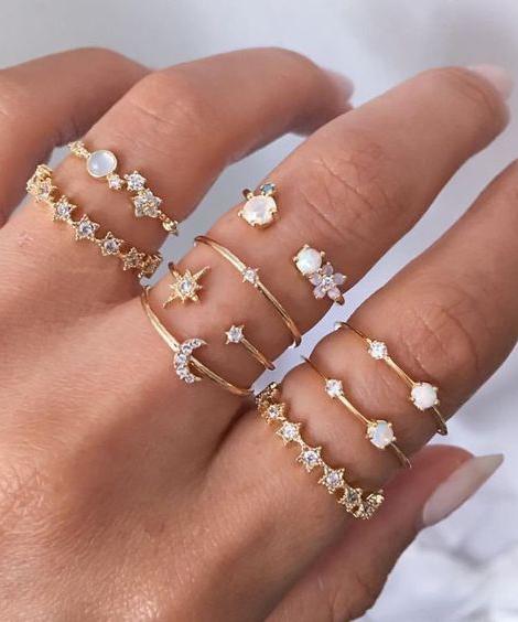 Celestial Crystal Ring Set