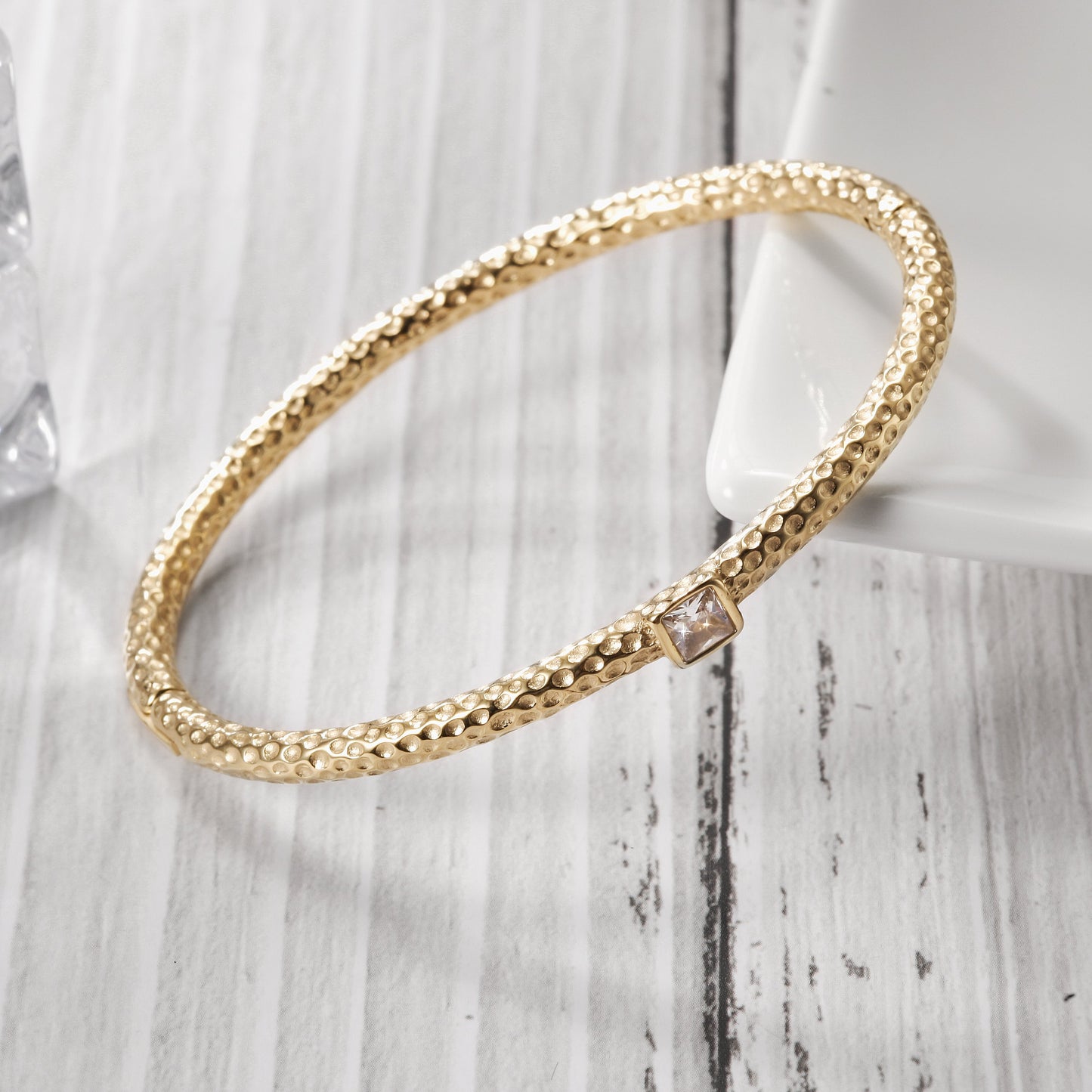 Gold Hammered Bangle Bracelet