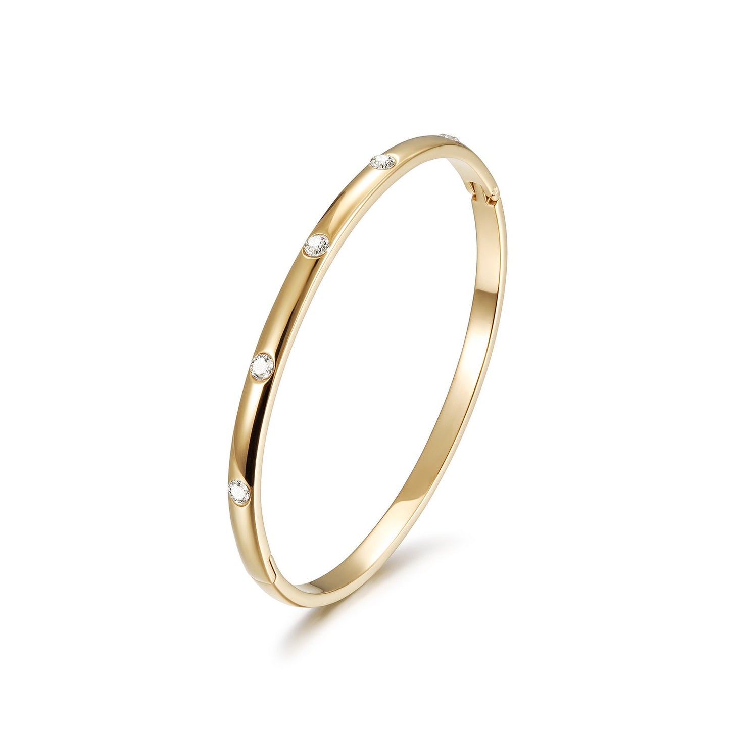 Gold Stone Hinged Bangle