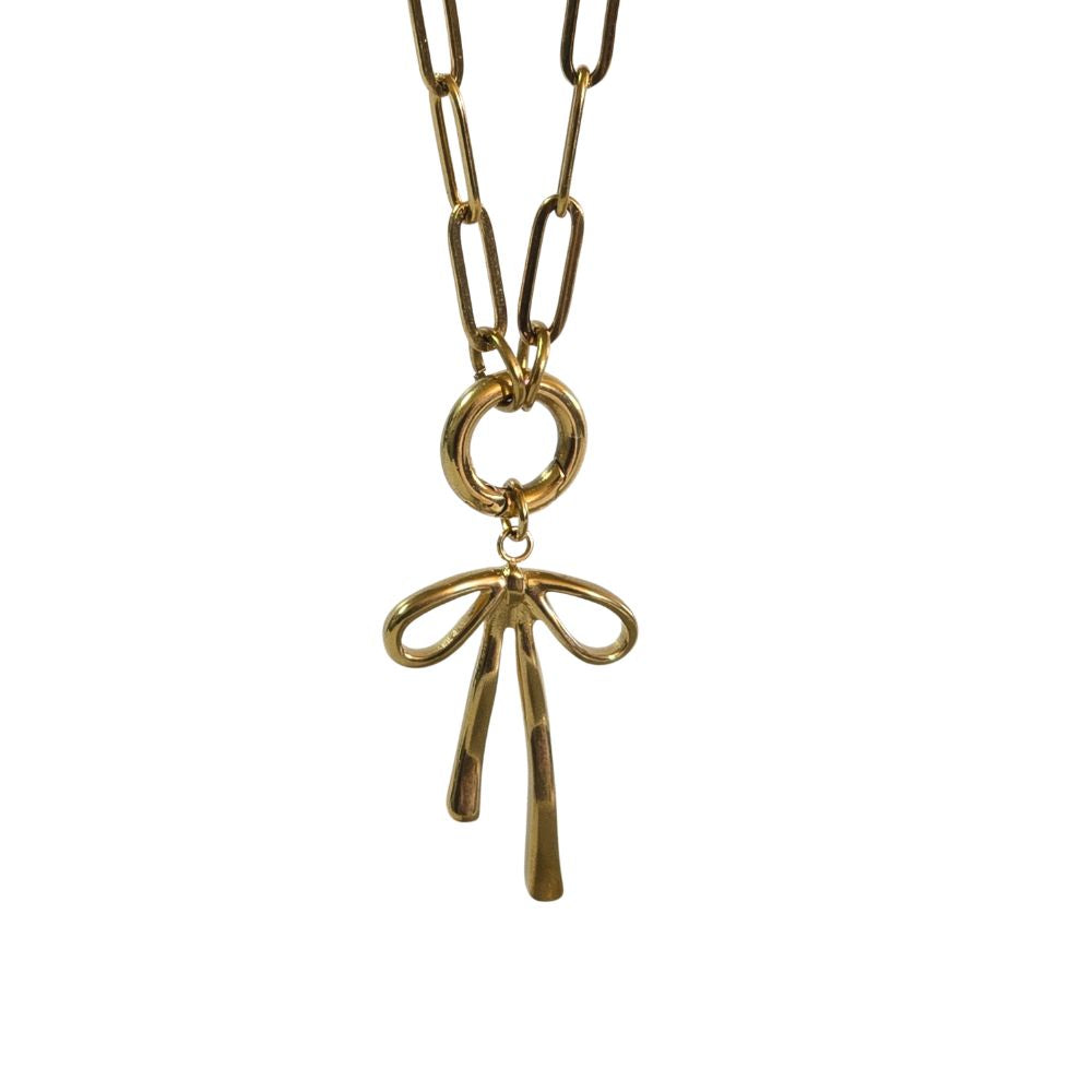Bow and Ruby Charm Necklace