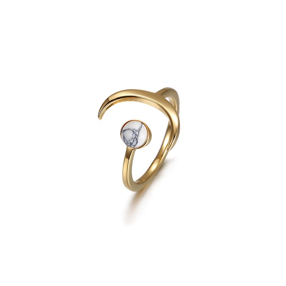 Marble Crescent Moon Ring