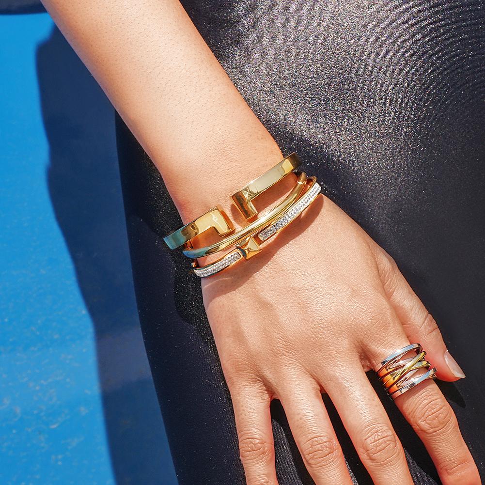 Tri-Tone Crossover Statement Ring