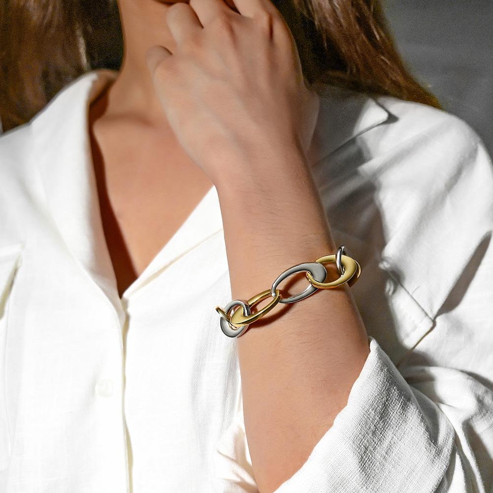 Two Tone Oval Chain Bracelet