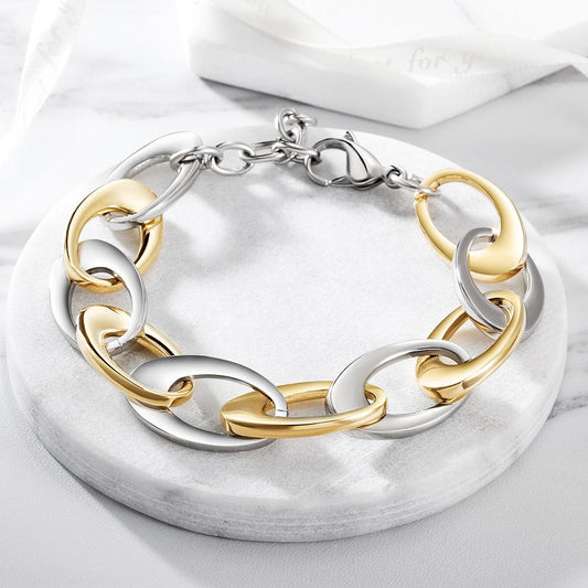 Two Tone Oval Chain Bracelet