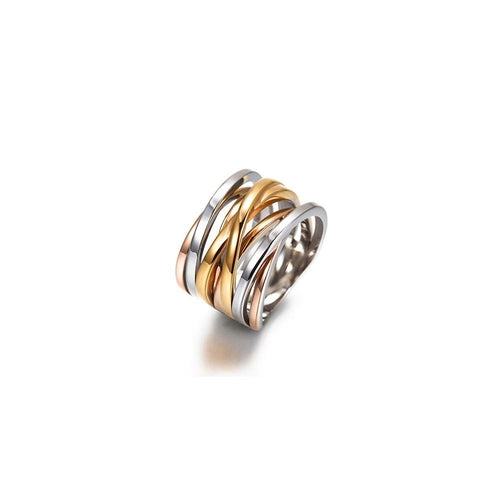 Tri-Tone Crossover Statement Ring