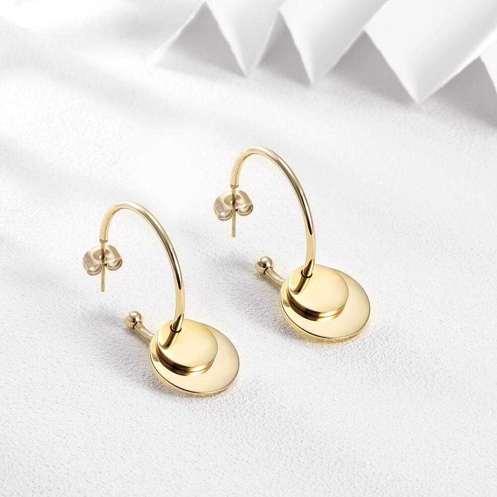 Gold Disc Drop Earrings