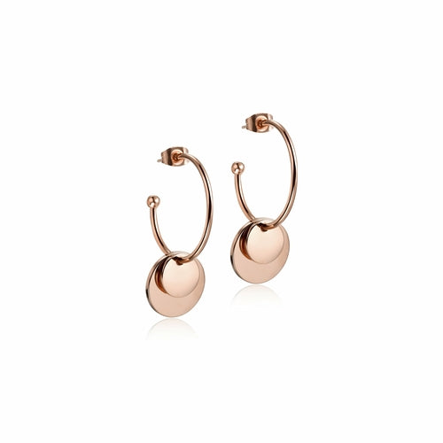 Gold Disc Drop Earrings