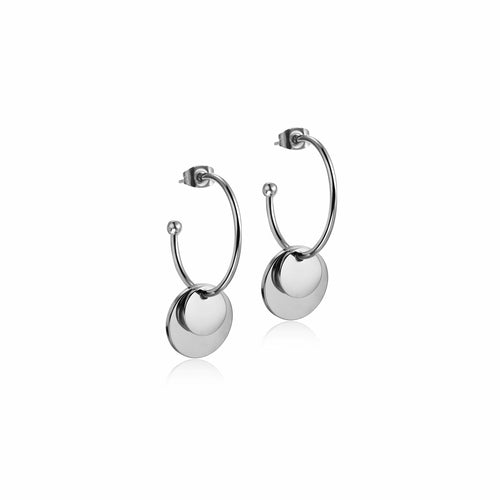 Gold Disc Drop Earrings