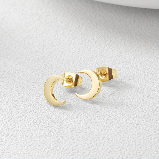 Tiny Moon Stud Earrings