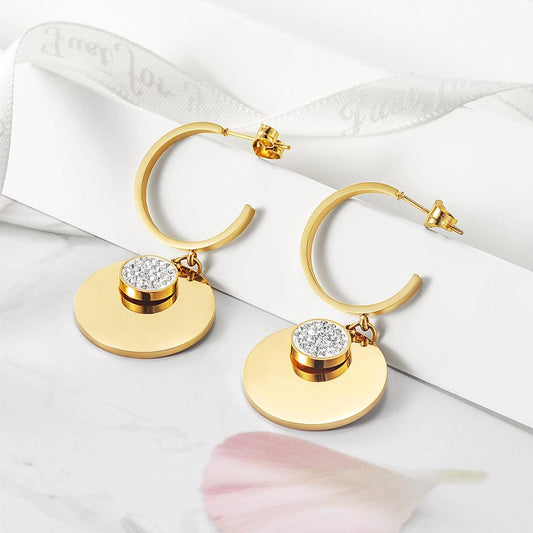 Disc CZ Dangle Earrings