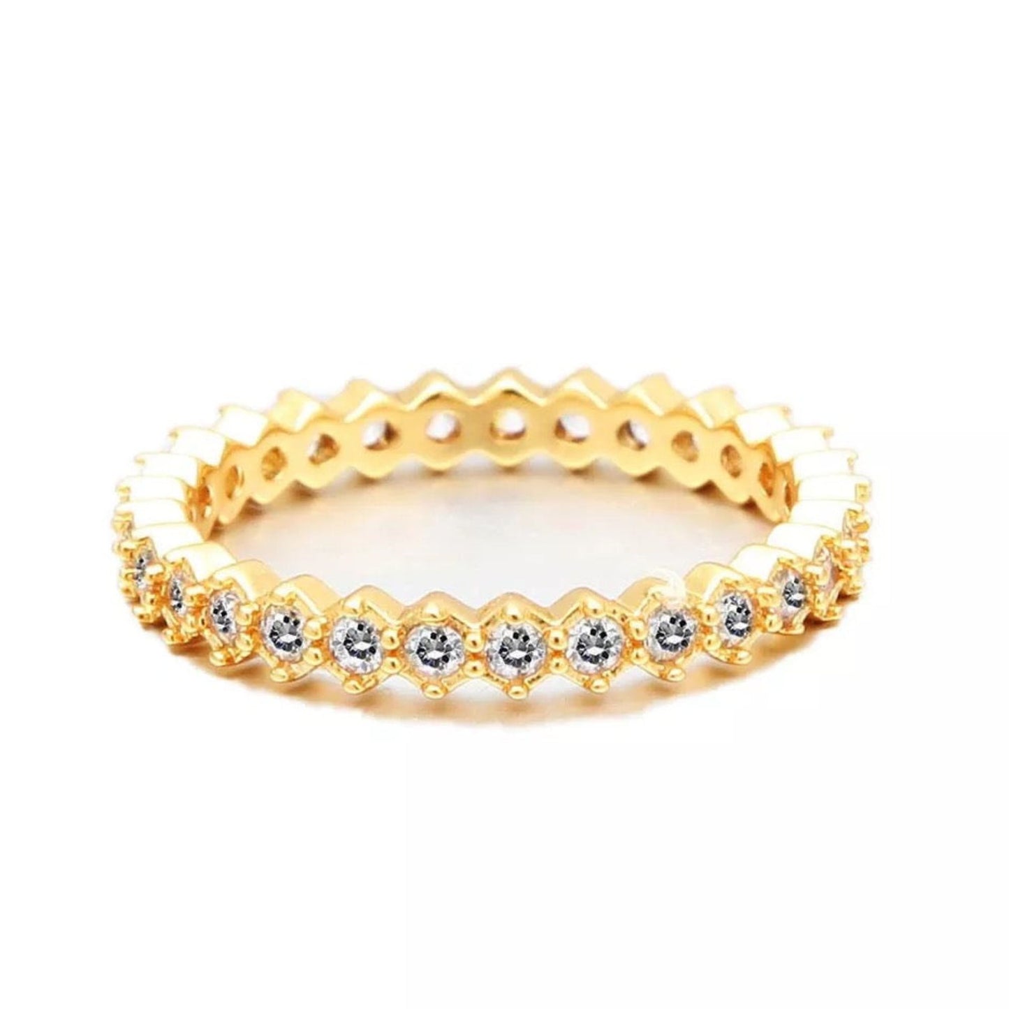 cz pave gold stack ring or engagement ring
