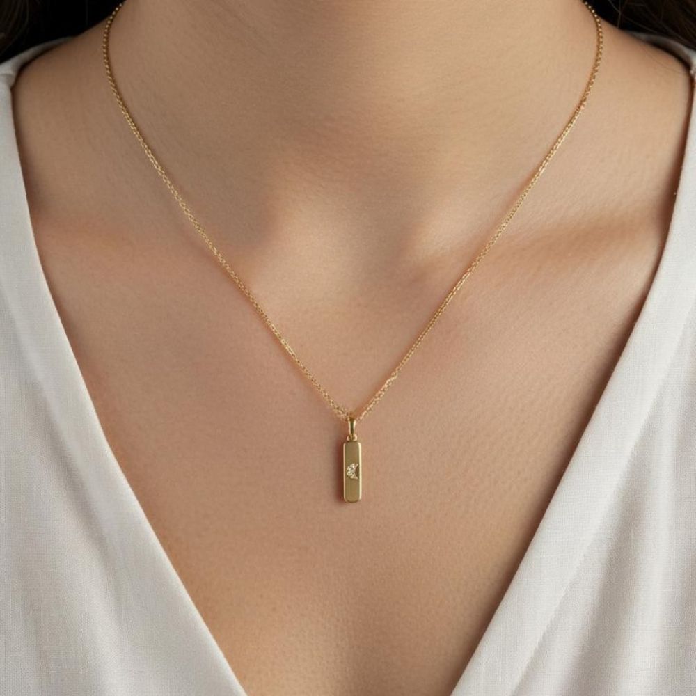 Crescent Glow Bar Pendant Necklace