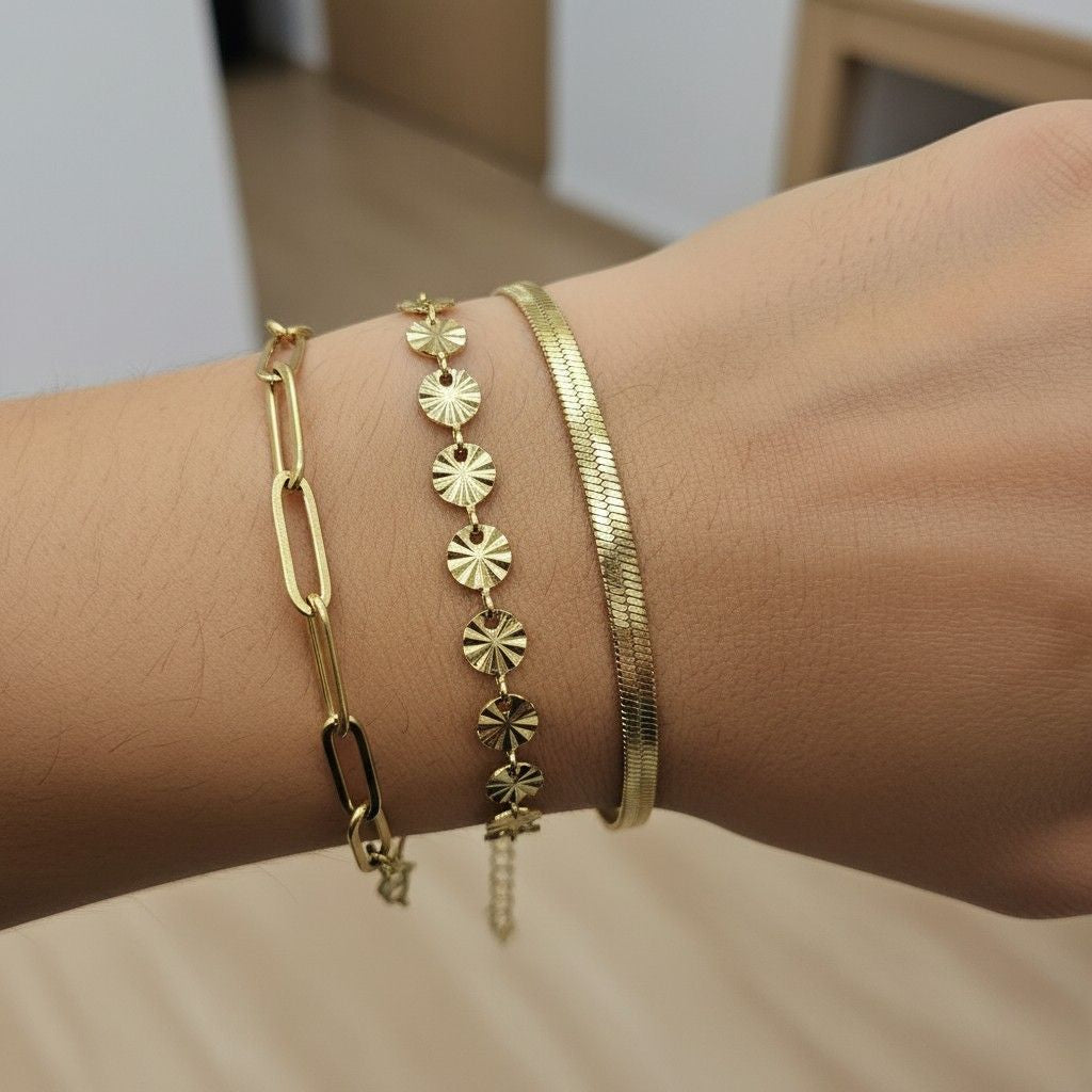 Paperclip Sunburst Bracelet Set
