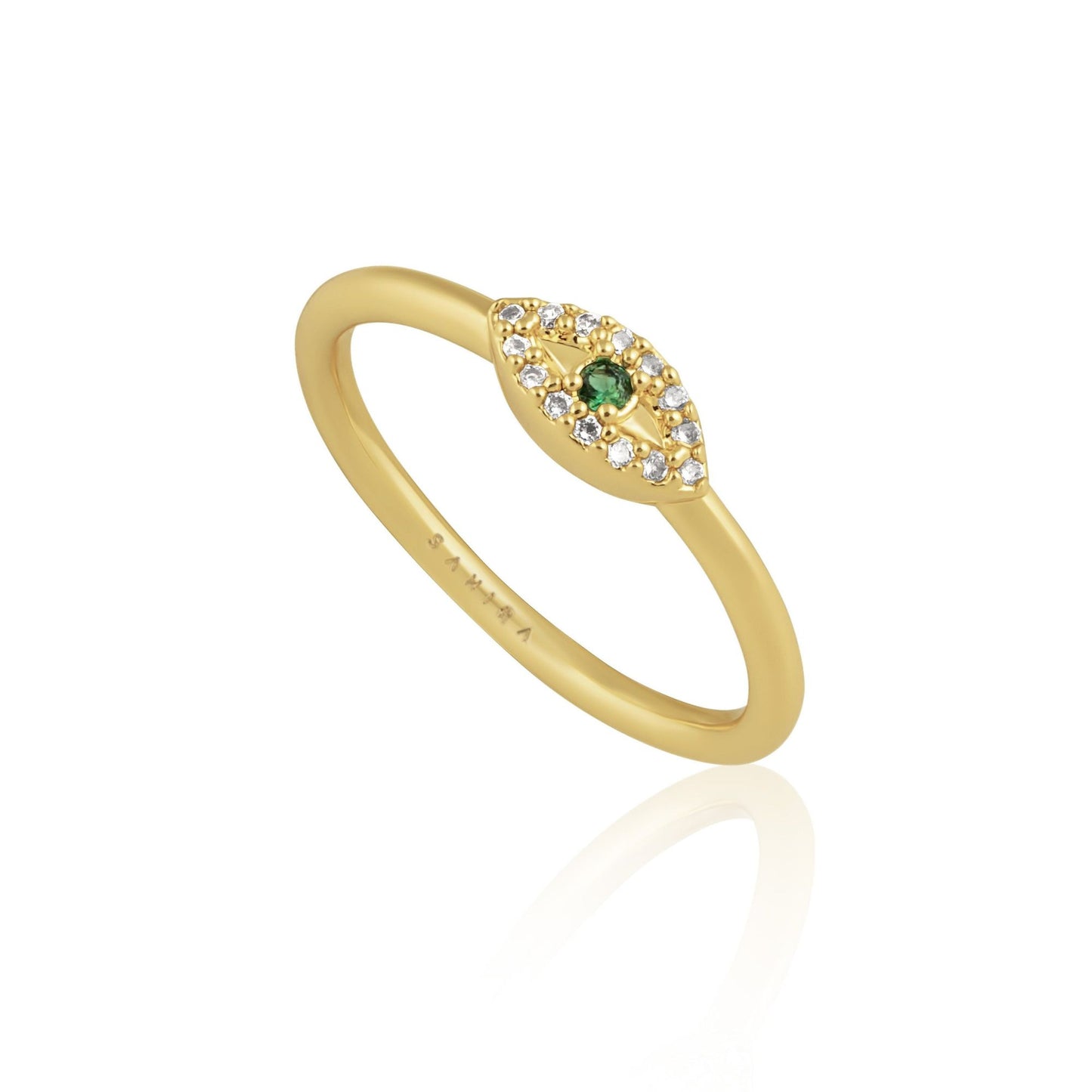 dainty evil eye ring gold with cz stones