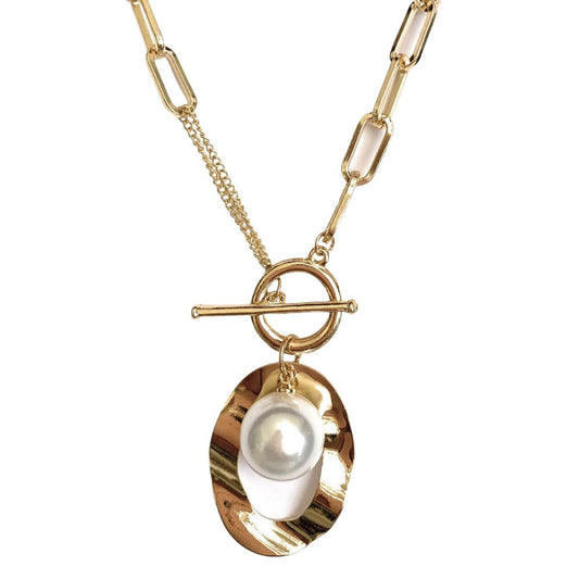 Pearl Paperclip Link Necklace