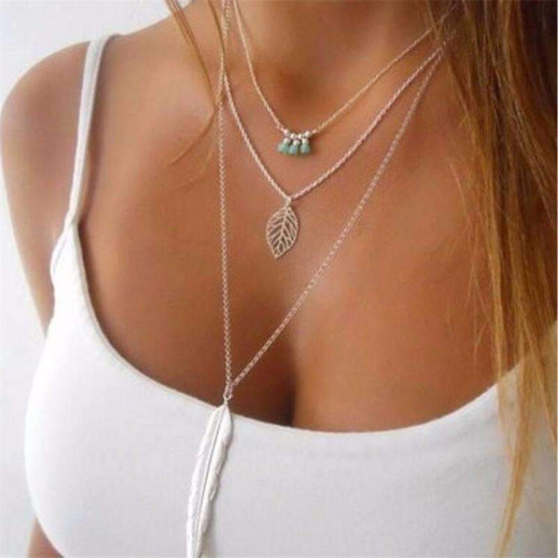 boho layered turquoise necklace