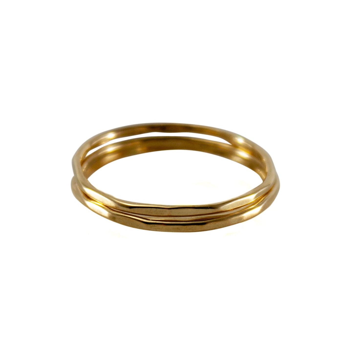 Hammered 14k Gold Ring Band Set