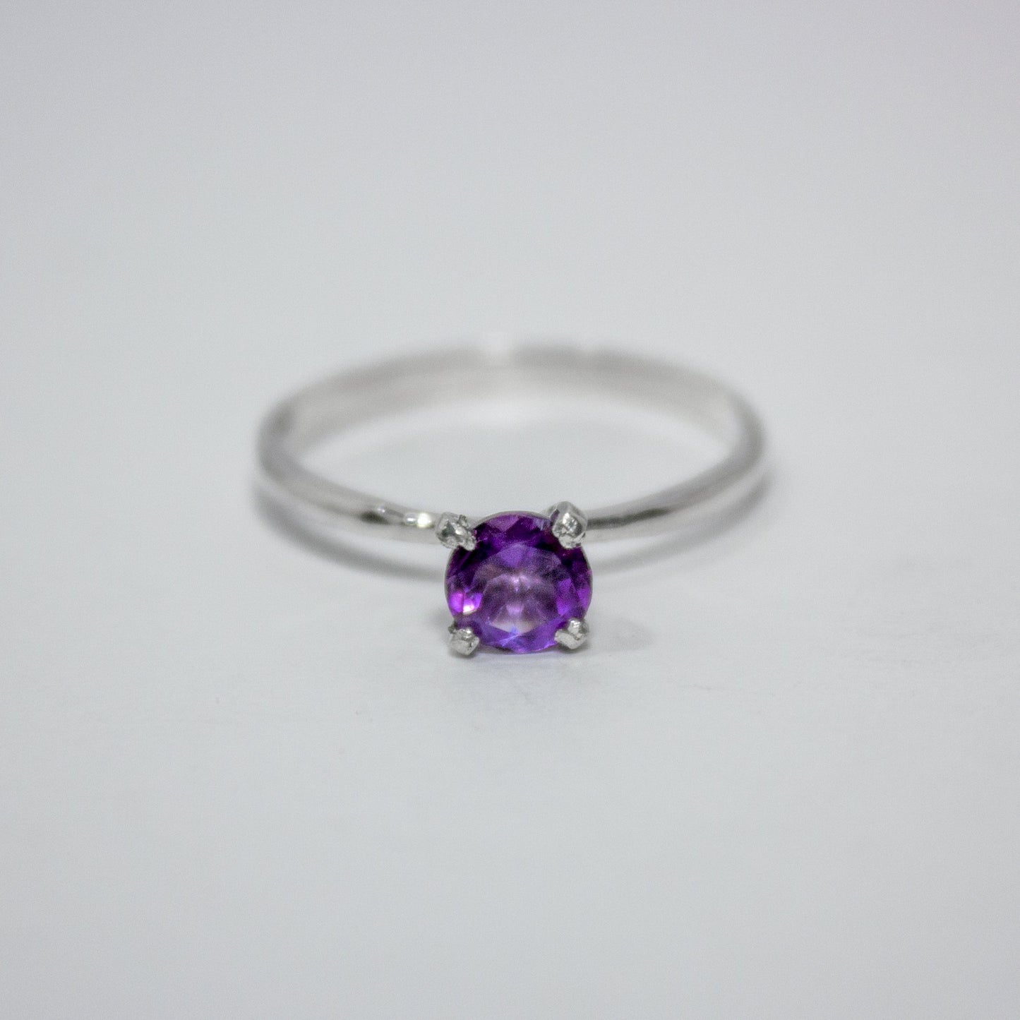 Amethyst Solitaire Sterling Silver Ring